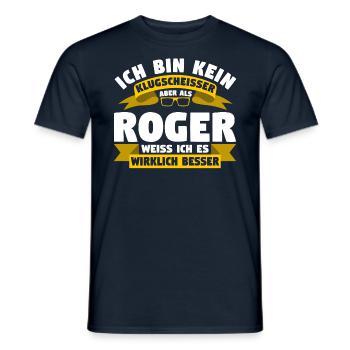 Klugscheisser Roger weiß es besser - Männer T-Shirt - Navy - Vorne - AI Model Male 178 light (178cm)