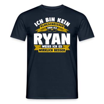 Klugscheisser Ryan weiß es besser - Männer T-Shirt - Navy - Vorne - AI Model Male 178 light (178cm)