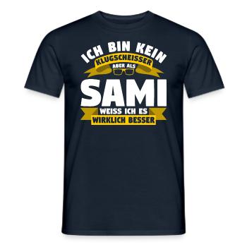 Klugscheisser Sami weiß es besser - Männer T-Shirt - Navy - Vorne - AI Model Male 178 light (178cm)