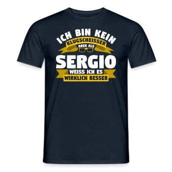 Klugscheisser Sergio weiß es besser - Männer T-Shirt - Navy - Vorne - AI Model Male 178 light (178cm)
