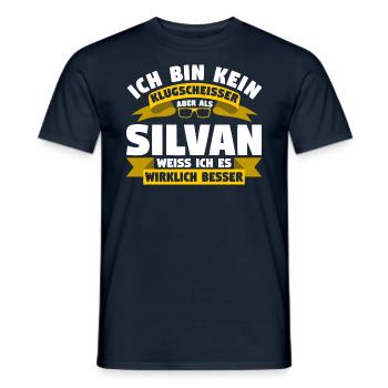 Klugscheisser Silvan weiß es besser - Männer T-Shirt - Navy - Vorne - AI Model Male 178 light (178cm)