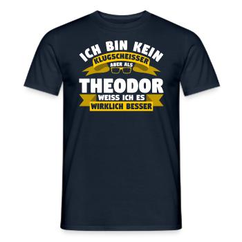 Klugscheisser Theodor weiß es besser - Männer T-Shirt - Navy - Vorne - AI Model Male 178 light (178cm)