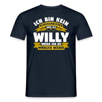 Klugscheisser Willy weiß es besser - Männer T-Shirt - Navy - Vorne - AI Model Male 178 light (178cm)