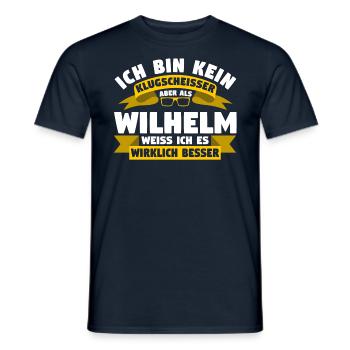 Klugscheisser Wilhelm weiß es besser - Männer T-Shirt - Navy - Vorne - AI Model Male 178 light (178cm)
