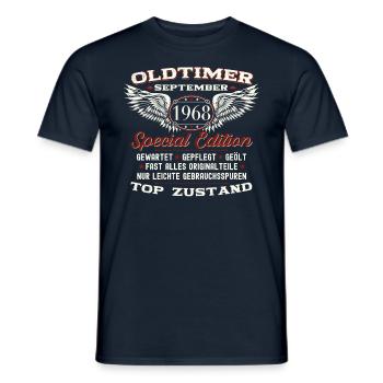 55th birthday classic car September vintage 1968 - Men's T-Shirt - navy - Front - AI Model Male 178 light (178cm)
