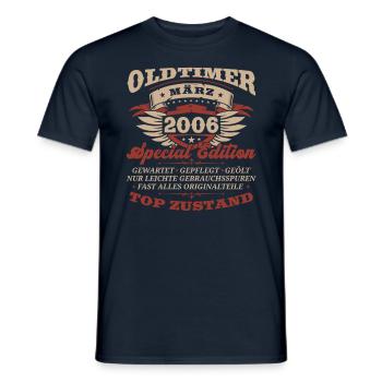 18. Geburtstag Oldtimer März Jahrgang 2006 - Männer T-Shirt - Navy - Vorne - AI Model Male 178 light (178cm)