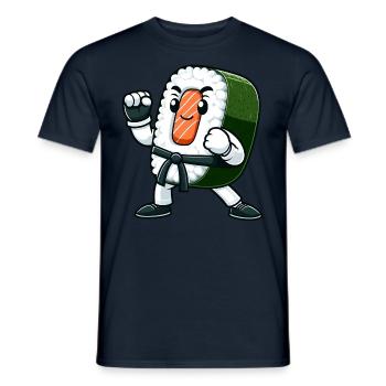Karate Sushi Master In Action - Men's T-Shirt - navy - Front - AI Model Male 178 light (178cm)