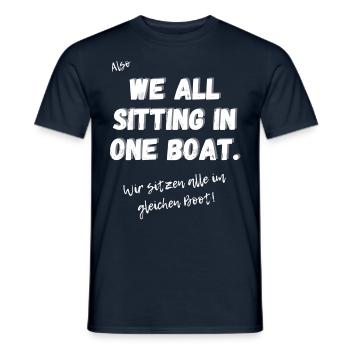 Englisches Sprichwort: We all sitting in one Boat. - Männer T-Shirt - Navy - Vorne - AI Model Male 178 light (178cm)
