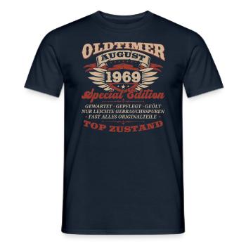 Oldtimer August 1969 Jahrgang 1969 55. Geburtstag - Männer T-Shirt - Navy - Vorne - AI Model Male 178 light (178cm)