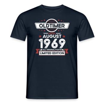 Oldtimer August 1969 Jahrgang 1969 55. Geburtstag - Männer T-Shirt - Navy - Vorne - AI Model Male 178 light (178cm)