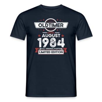 40ème Anniversaire Voiture Classique Août 1984 Millésime 1984 - T-shirt homme - marine - Devant - AI Model Male 178 light (178cm)