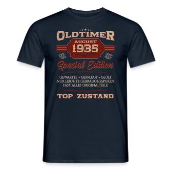 89. Geburtstag Oldtimer August 1935 Jahrgang 1935 - Männer T-Shirt - Navy - Vorne - AI Model Male 178 light (178cm)