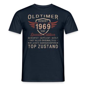 Oldtimer August 1969 Jahrgang 1969 55. Geburtstag - Männer T-Shirt - Navy - Vorne - AI Model Male 178 light (178cm)
