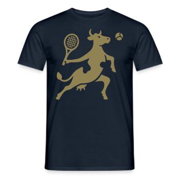 Kuhtennis Tennisspieler Silhouette Minimalistisch - Männer T-Shirt - Navy - Vorne - AI Model Male 178 light (178cm)