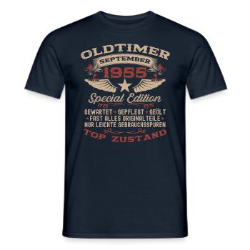 70. GeburtstagOldtimer September 1955 Jahrgang 55 - Männer T-Shirt - Navy - Vorne - AI Model Male 178 light (178cm)