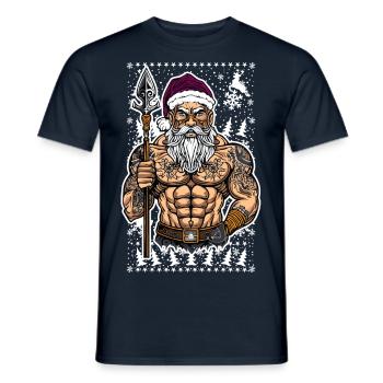 06 Böser Weihnachtsmann Mann Schneeflocken - Männer T-Shirt - Navy - Vorne - AI Model Male 178 light (178cm)