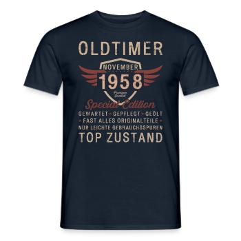66. Geburtstag Oldtimer November 1958 Jahrgang 58 - Männer T-Shirt - Navy - Vorne - AI Model Male 178 light (178cm)