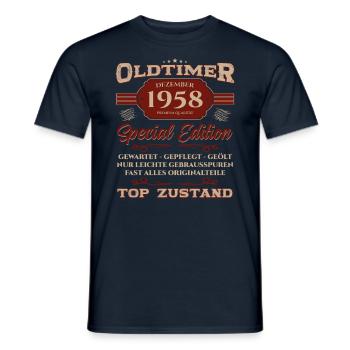 66. Geburtstag Oldtimer Dezember 1958 Jahrgang 58 - Männer T-Shirt - Navy - Vorne - AI Model Male 178 light (178cm)