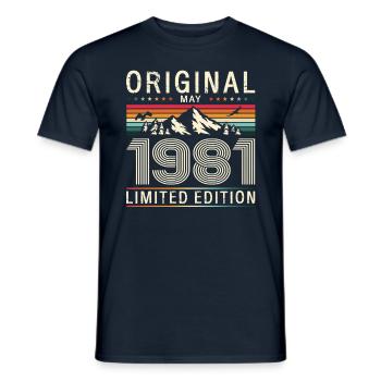 44e anniversaire Original Mai Né en 1981 - T-shirt homme - marine - Devant - AI Model Male 178 light (178cm)