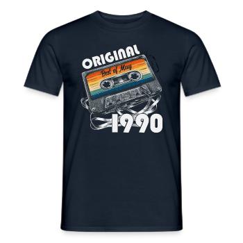 35ème anniversaire Cadeau Homme Cassette Mai 1990 - T-shirt homme - marine - Devant - AI Model Male 178 light (178cm)