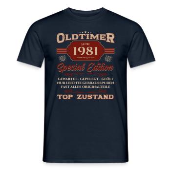 44. Geburtstag Oldtimer Juni Jahrgang 1981 - Männer T-Shirt - Navy - Vorne - AI Model Male 178 light (178cm)