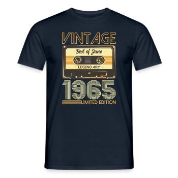 60th Birthday Cassette June 1965 - Men's T-Shirt - navy - Front - AI Model Male 178 light (178cm)