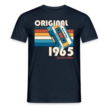 60th Birthday Cassette June 1965 - Men's T-Shirt - navy - Front - AI Model Male 178 light (178cm)