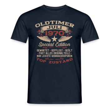 55. Geburtstag Oldtimer Juli Jahrgang 1970 - Männer T-Shirt - Navy - Vorne - AI Model Male 178 light (178cm)