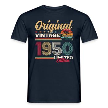 75ème Anniversaire Original Vintage 1950 - T-shirt homme - marine - Devant - AI Model Male 178 light (178cm)