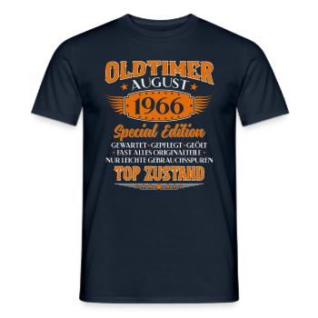 60. Geburtstag Oldtimer August Jahrgang 1966 - Männer T-Shirt - Navy - Vorne - AI Model Male 178 light (178cm)