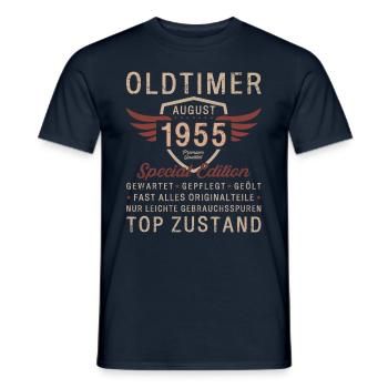 70. Geburtstag Oldtimer August Jahrgang 1955 - Männer T-Shirt - Navy - Vorne - AI Model Male 178 light (178cm)