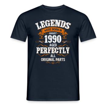 35ème anniversaire cadeau mari Original août 1990 - T-shirt homme - marine - Devant - AI Model Male 178 light (178cm)