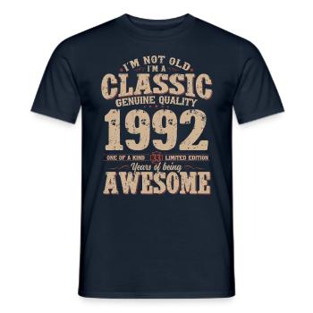 33rd Birthday Legend Born in 1992 - Men's T-Shirt - navy - Front - AI Model Male 178 light (178cm)