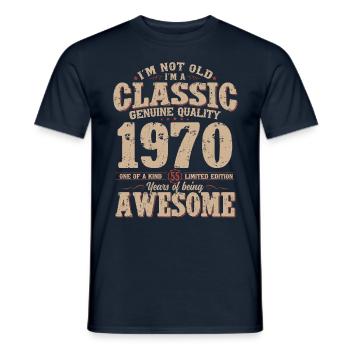 Légende du 55e anniversaire née en 1970 - T-shirt homme - marine - Devant - AI Model Male 178 light (178cm)