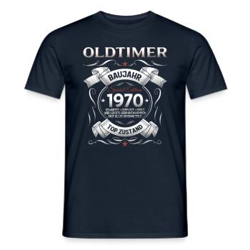55. Geburtstag Mann Oldtimer Jahrgang 1970 - Männer T-Shirt - Navy - Vorne - AI Model Male 178 light (178cm)