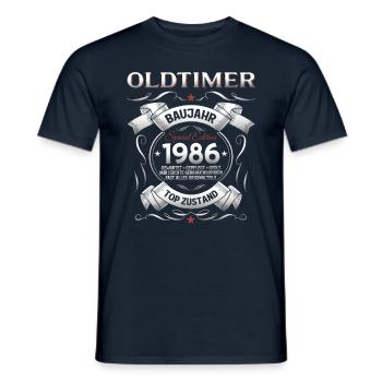 40. Geburtstag Mann Oldtimer Jahrgang 1986 - Männer T-Shirt - Navy - Vorne - AI Model Male 178 light (178cm)