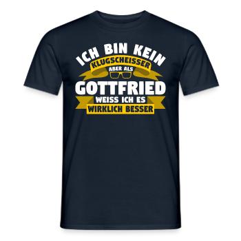 Klugscheisser Gottfried weiß es besser - Männer T-Shirt - Navy - Vorne - AI Model Male 178 light (178cm)