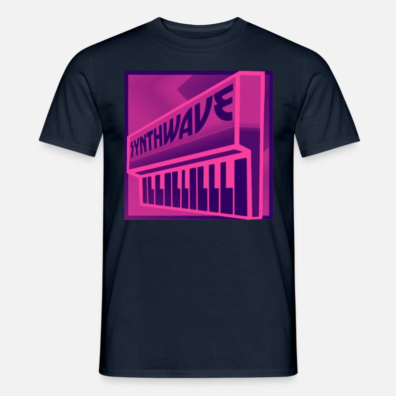 Synthwave Keyboard Purple Pink - Männer T-Shirt - Navy