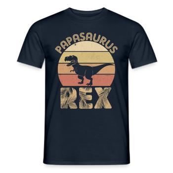 Papasaurus Rex Papa Dinosaure - T-shirt homme - marine - Devant - AI Model Male 178 light (178cm)