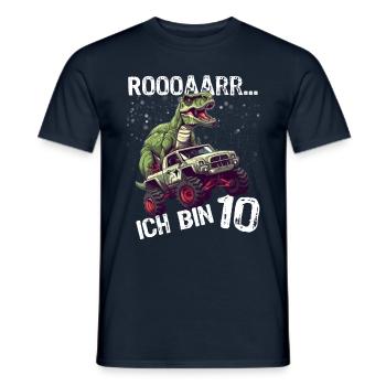 10. Geburtstag Jungs T-Rex Monster-Truck Design - Männer T-Shirt - Navy - Vorne - AI Model Male 178 light (178cm)