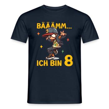 8.Geburtstag Jungen - Bääm ich bin 8 Coole Jungs - Männer T-Shirt - Navy - Vorne - AI Model Male 178 light (178cm)
