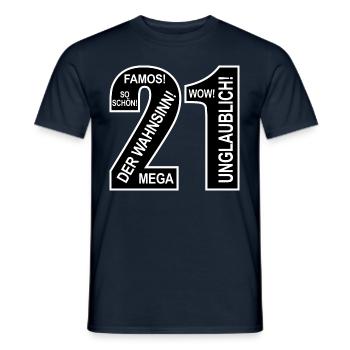 21. Geburtstag Wow Lustiges Motiv Nummer Ziffer 21 - Männer T-Shirt - Navy - Vorne - AI Model Male 178 light (178cm)