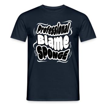 Professional Blame Sponge – Sarcastic Tee - Men's T-Shirt - navy - Front - AI Model Male 178 light (178cm)