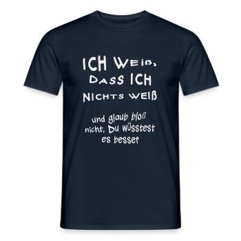 Ich weiß, dass ich nichts weiß - Männer T-Shirt - Navy - Vorne - AI Model Male 178 light (178cm)