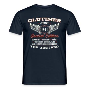 Millésime Juin 1944 Millésime 1944 80ème Anniversaire 44 - T-shirt homme - marine - Devant - AI Model Male 178 light (178cm)