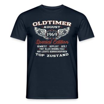 Oldtimer August 1969 Jahrgang 1969 55. Geburtstag - Männer T-Shirt - Navy - Vorne - AI Model Male 178 light (178cm)