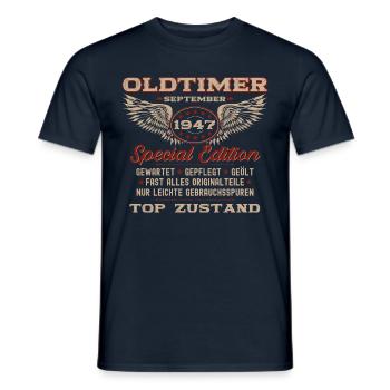 Oldtimer September 47 Jahrgang 1947 77. Geburtstag - Männer T-Shirt - Navy - Vorne - AI Model Male 178 light (178cm)
