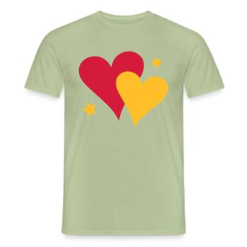 Pair of Hearts - Men's T-Shirt - sage - Front - AI Model Male 178 light (178cm)