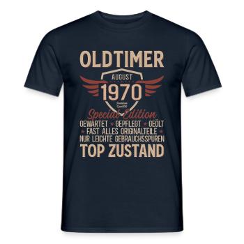 55. Geburtstag Oldtimer August Jahrgang 1970 - Männer T-Shirt - Navy - Vorne - AI Model Male 178 light (178cm)