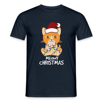 Weihnachten Katze Bengalkatze Siamkatze Geschenk - Männer T-Shirt - Navy - Vorne - AI Model Male 178 light (178cm)